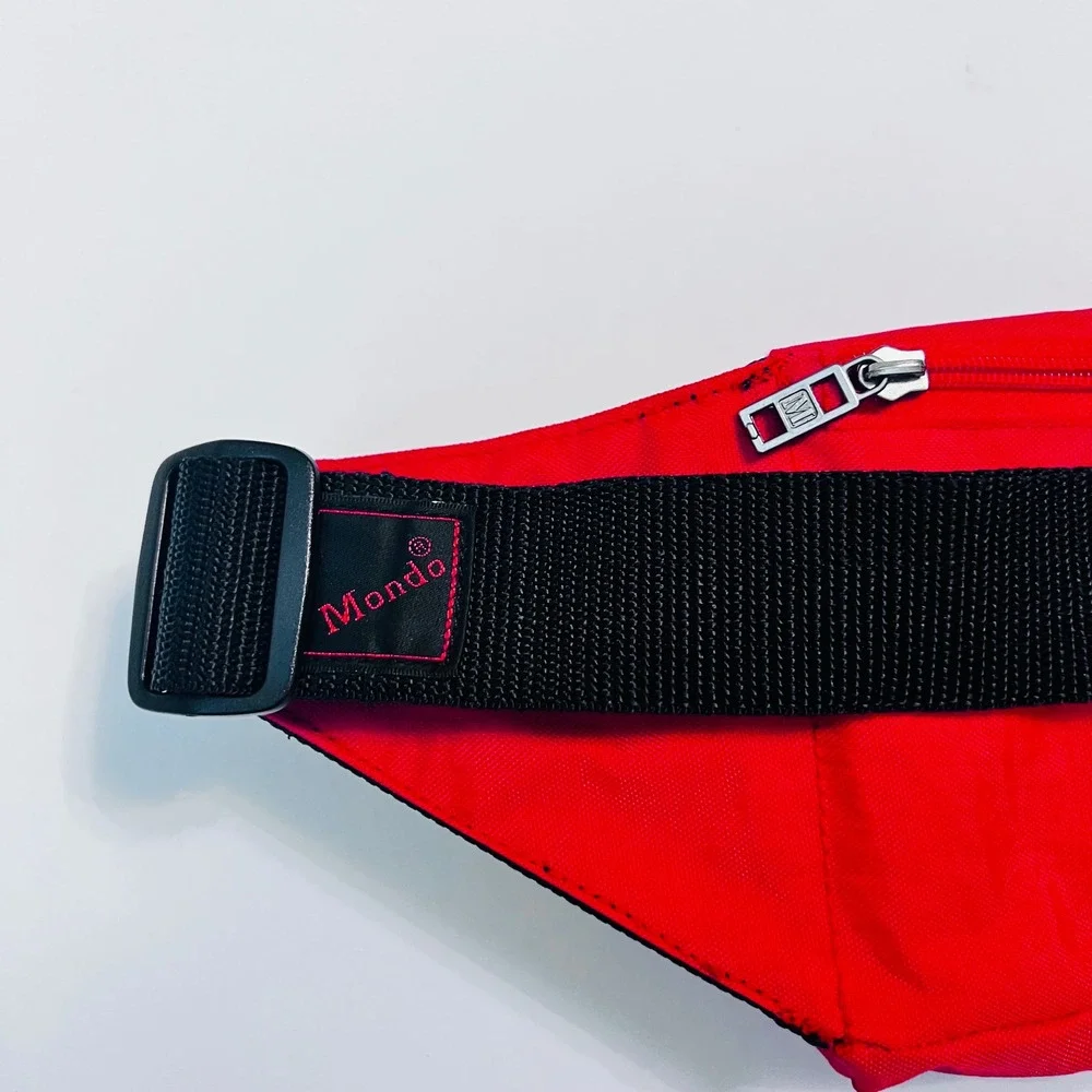 Vintage Mondo Red Fanny Pack Belt Bag Travel Hiking Festival Organizer - Picture 8 of 9